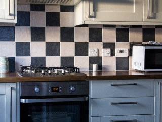 closer look at the stylish kitchen